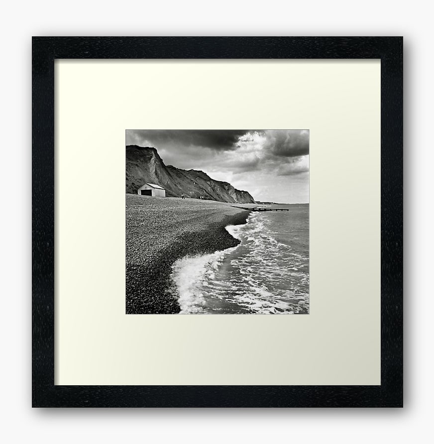 A framed photograph of the coast at Sheringham, Norfolk available from Redbubble print store
