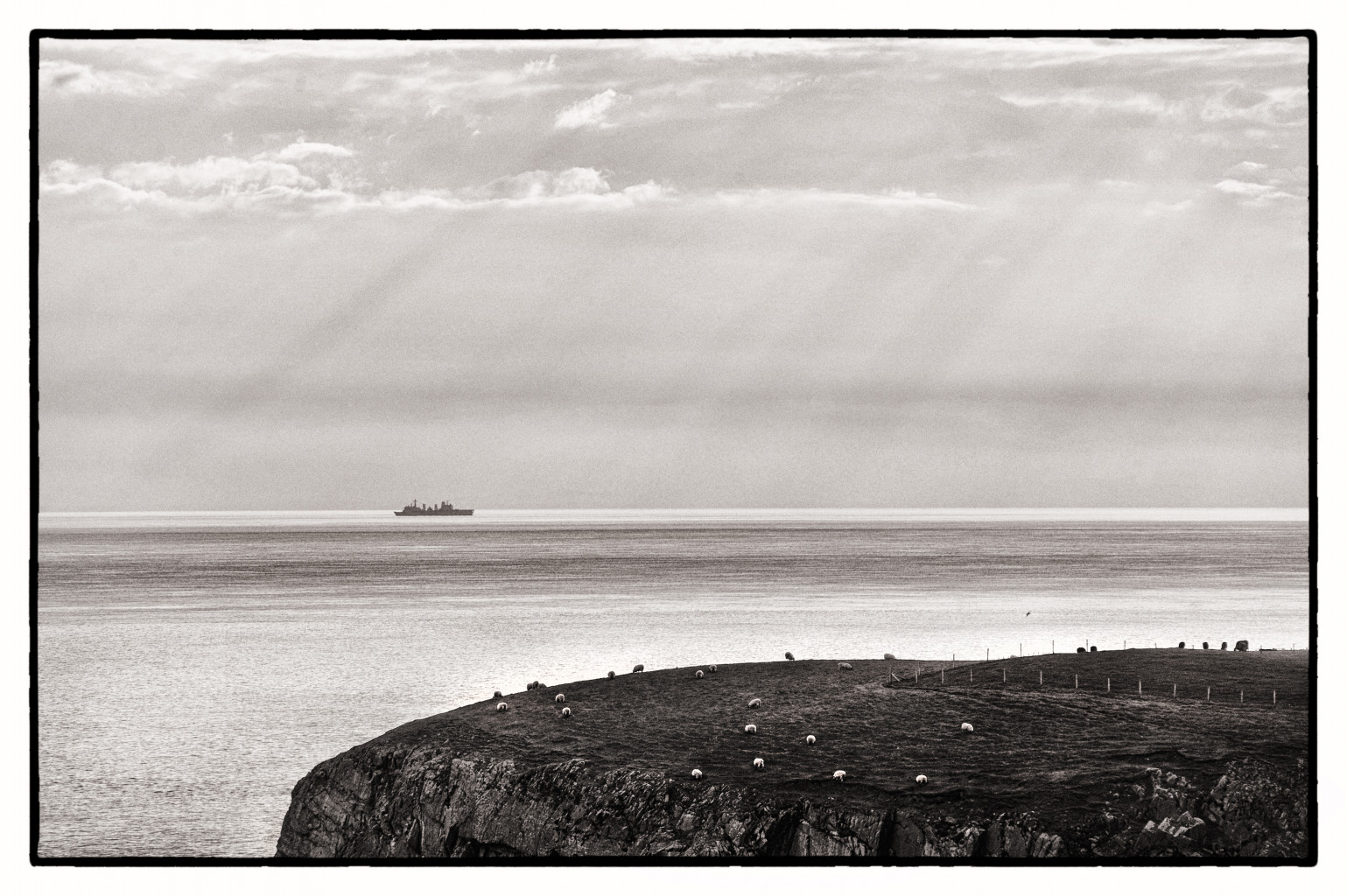 Royal Navy Support Ship off the coast of the Mull of Galloway, Scotland