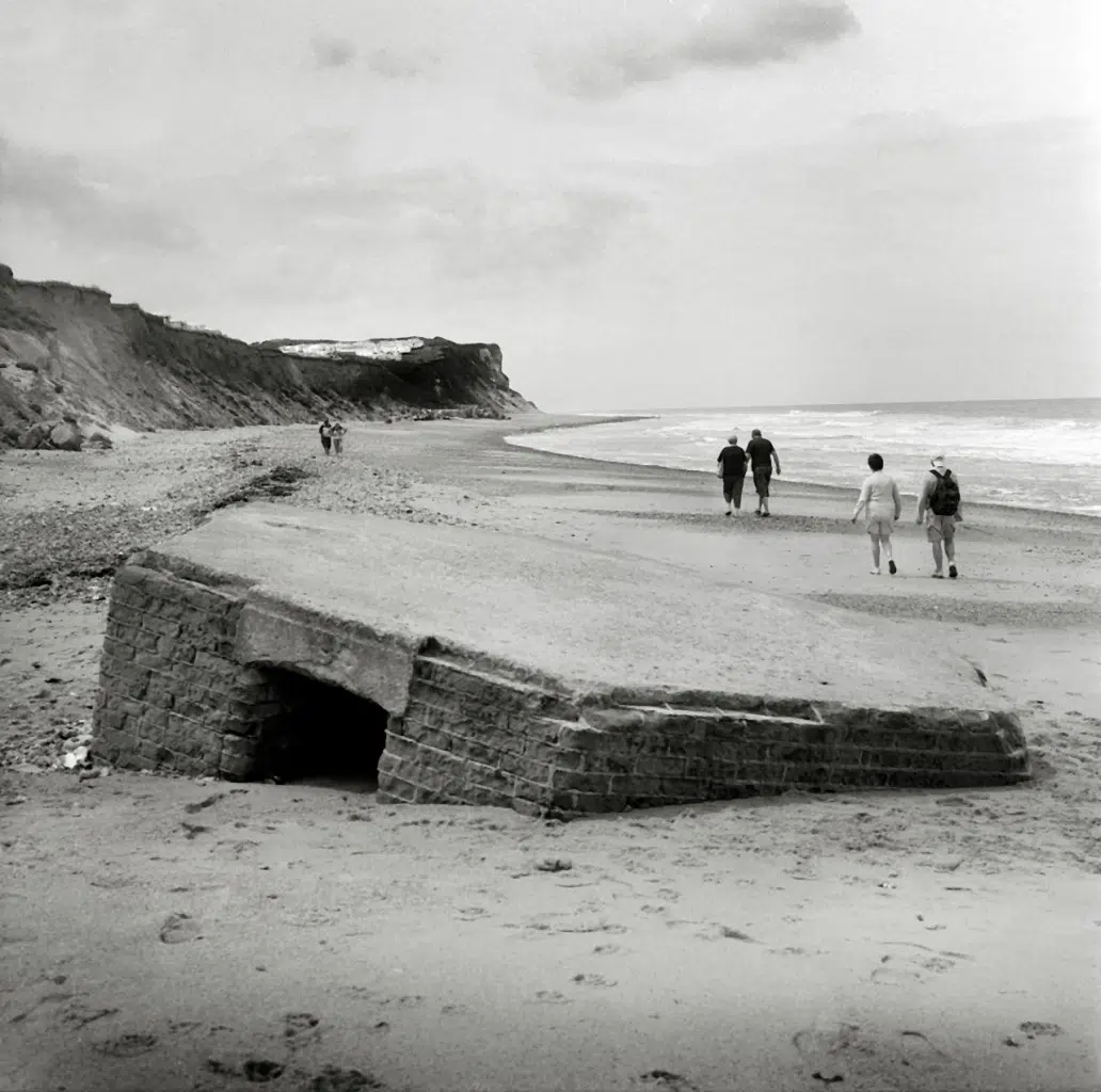 World War 2 pillbox located on the beach between Cromer and East Runton in Norfolk, UK